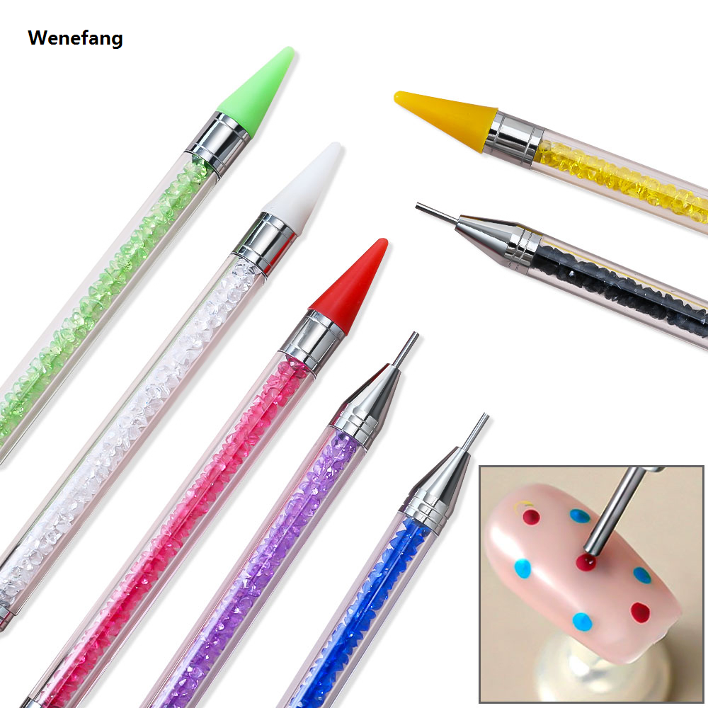 Wenefang 1Pcs Double Head Nail Art Dotting Pen Picking Up Rhinestones Gems Bargain price Wax Pencil Crystal Handle UV Gel Brush Manicure Painting Tool