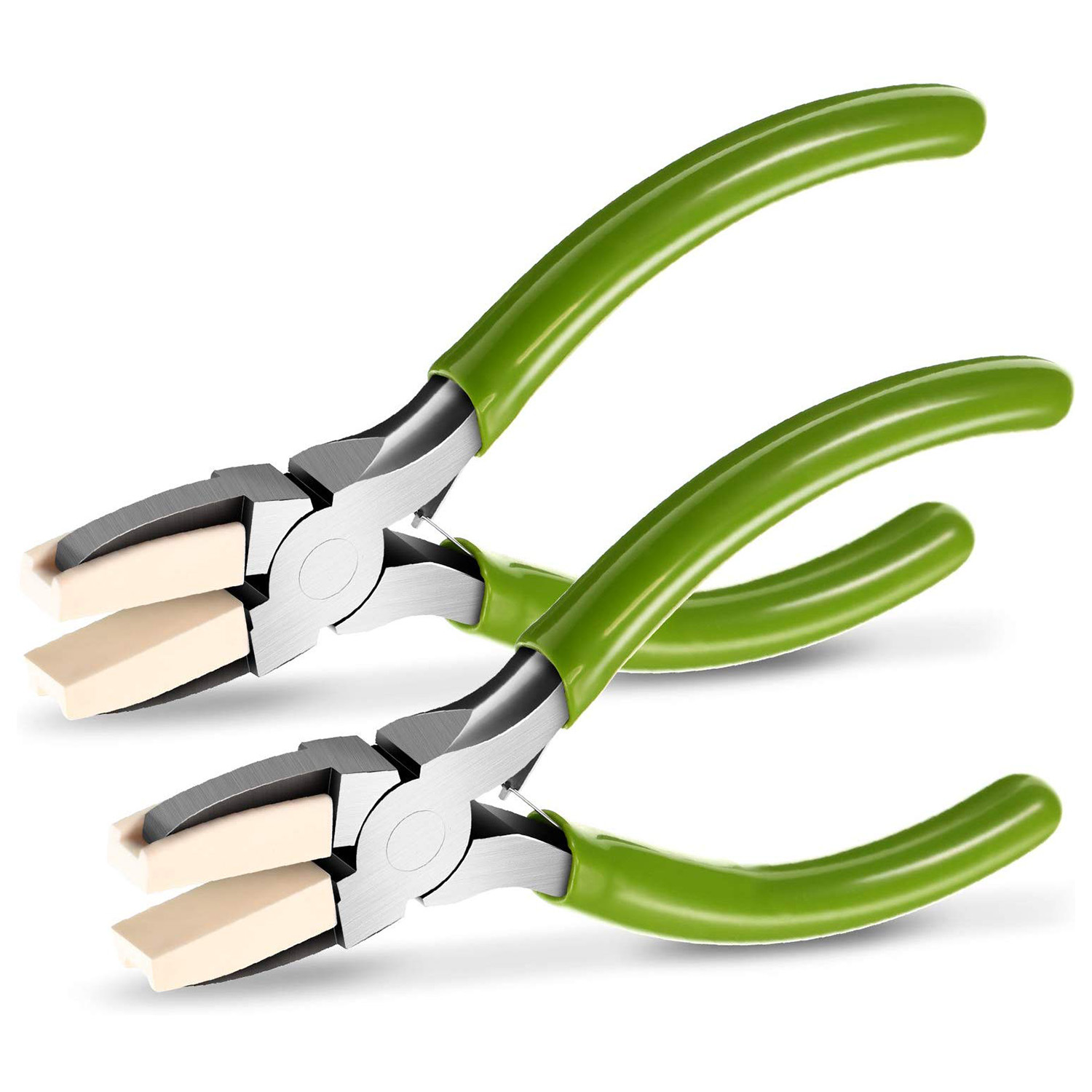 NAMUNY 2 Packs Nylon Nose Pliers Double Nylon Jaw Pliers Carbon Steel Jewelry Pliers DIY Tools for Beading, Looping, Shaping Wire, Jewelry Making and Other Crafts