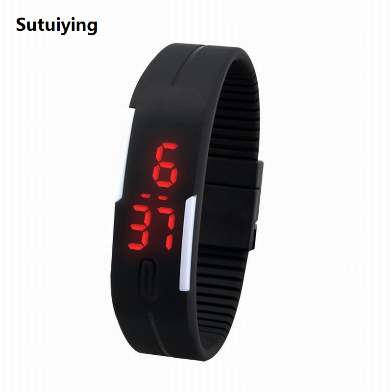 Sutuiying New Digital LED Watches Candy Color Silicone Rubber Touch Screen Portable Digital Watches Women Men Children Bracelet Sports Wristwatch