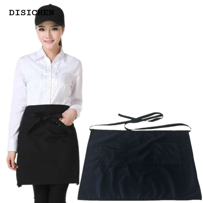DISICHEN High Quality Kitchen Cotton Bow Short Half Waist Apron Cafe Server Waiter Waitress Men Women Home Cleaning Tools