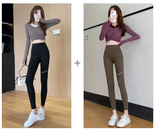 Women's Solid Side Pocket Yoga Trousers Peach Hip Sports Fitness Trousers