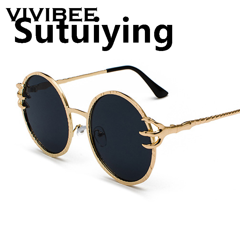 Sutuiying VIVIBEE Retro Skull Claw Round Sunglasses for Women Fishion 2025 Fifty percent discount Trending Product Gothic Sun Glasses Gold Metal Frame Shades
