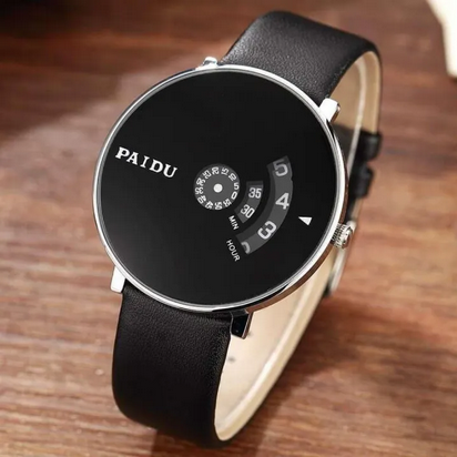 PAIDU- P15 Black Dial With Black BeltTurntable,Fashionable Unisex Watch