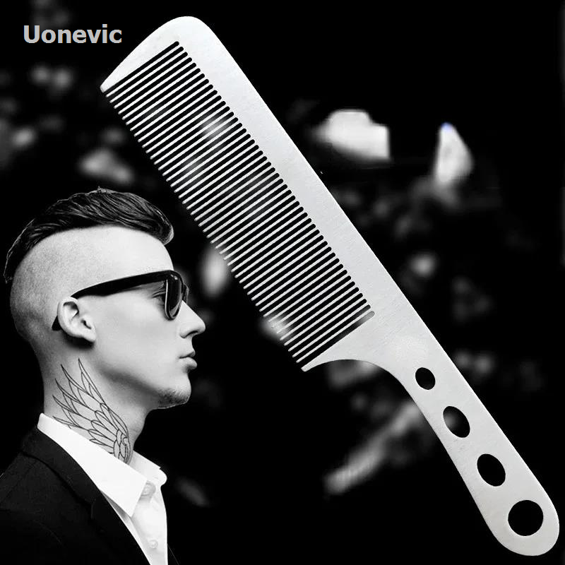 Uonevic Shi Hair Brush Comb Professional Salon Beauty 1PC Titanium New style Steel Hair Anti Static Barber Comb Ultra Thin Man