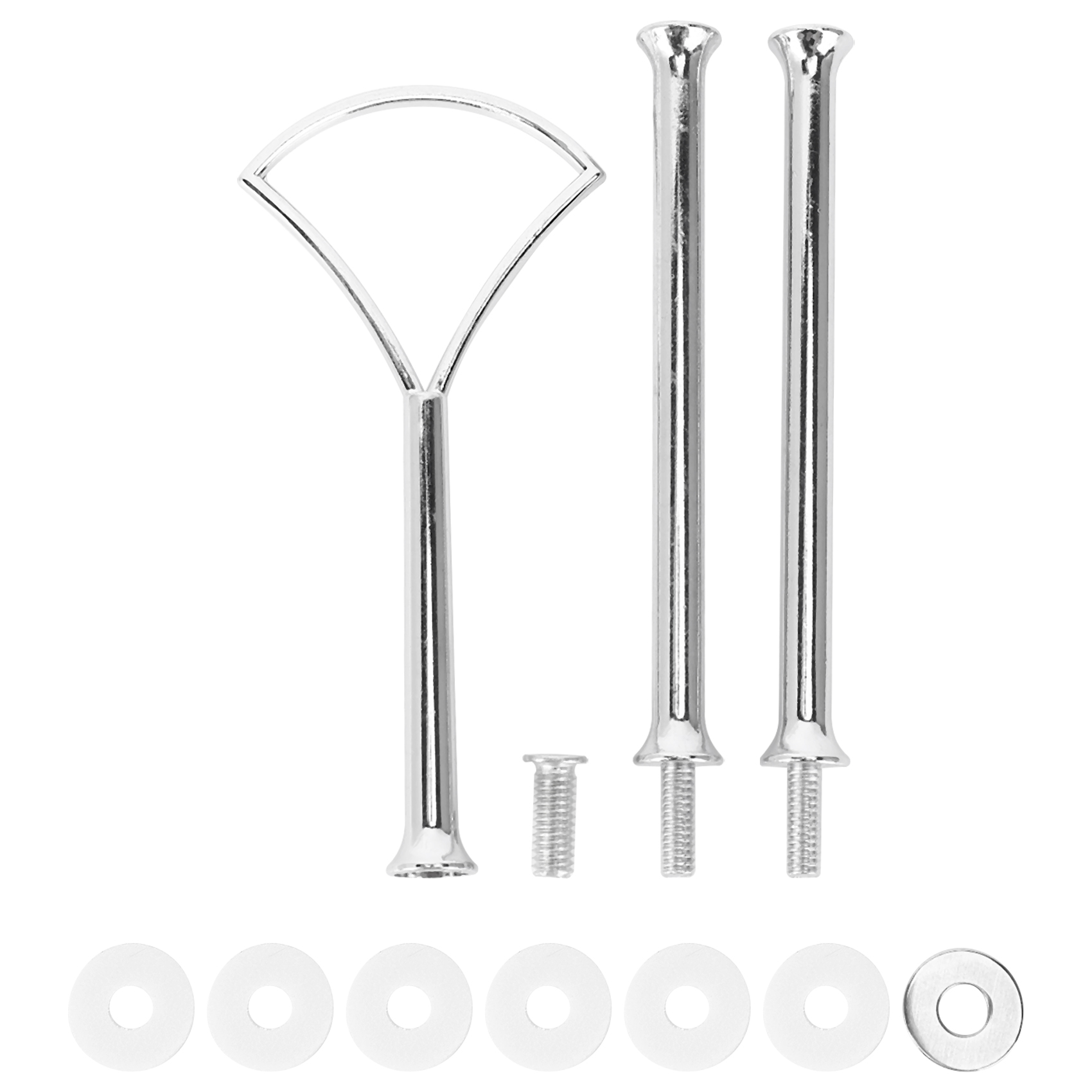 1 set 2 3 Tier Cake Plate Stand Heavy Metal Center Handle Fitting Hardware RodShape:Fan Color:Silver Amount:1 Sets