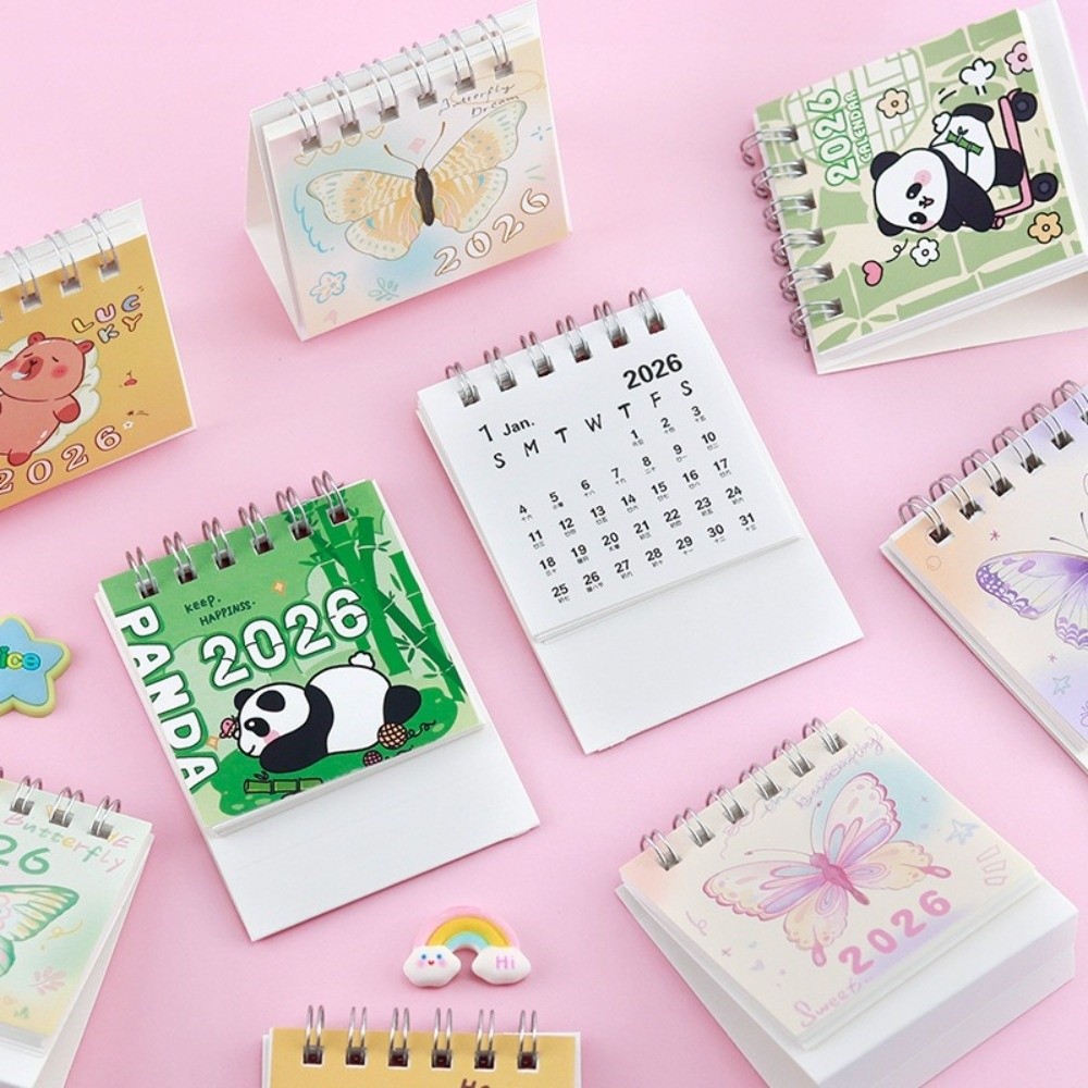 New Mini 2026 Desk Calendar Portable Cartoon Monthly Planner Calendar Plan Book Office School Supplies