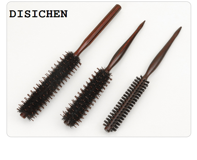 DISICHEN Sales promotion 3Types Anti Static Boar Bristle Hair Brush Wooden Handle Small Round Brush Blow Drying Styling Hair Brush Hair Curly Comb