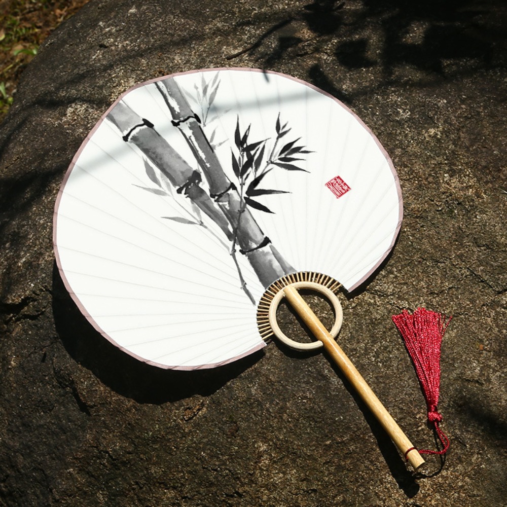 Art Supply Portable DIY Xuan Paper Fan Bamboo Handle Blank Hand Painted Fan Handmade Classical Round Fan Chinese Calligraphy