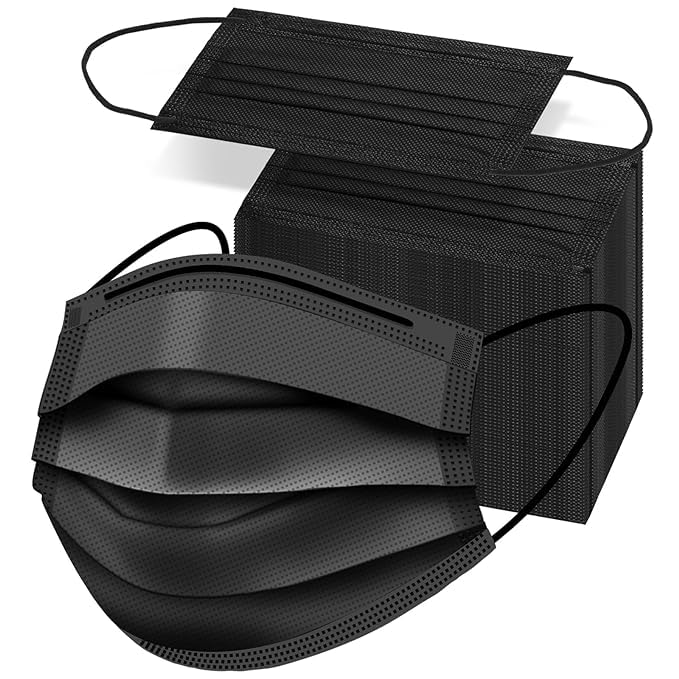 FR-MBS Pack of 50 Surgical Disposable 3 Ply Face Mask Black Masks
