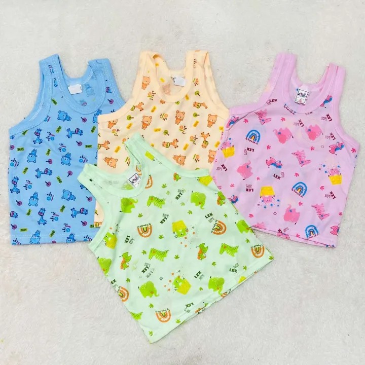 Baby Cotton Cartoon Print Inner Wear Sando Baniyan 2 Pcs Set