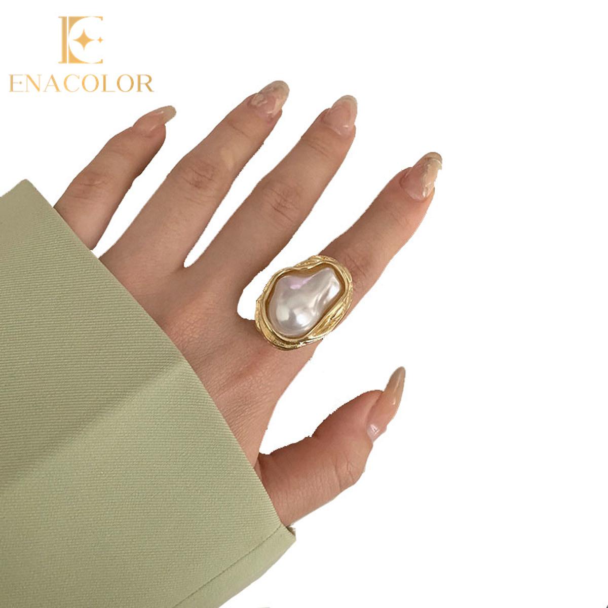 Enacolor Elegant Women Metal Irregular Open Rings for Girls Ins New Adjustable