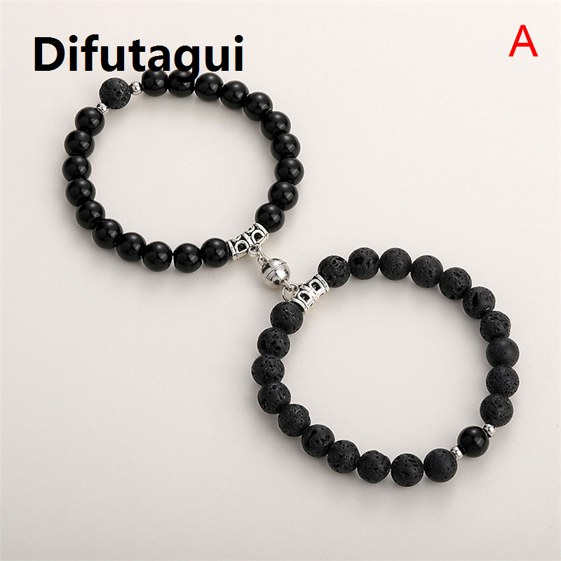 Difutagui 2021 Fashion 2pcs/set Natural Stone Beads Yoga Bracelet For Lovers Distance Magnet Couple Bracelets Friendship Jewelry