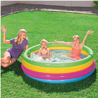 BESTWAY 51117(1.57m*46cm or 62in*18in) Inflatable 4-Ring Rainbow Swimming Pool Toys