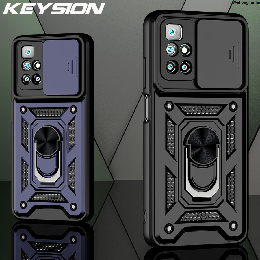 WeihonghunfeiOriginal KEYSION Shockproof Case Redmi 2022 10 Prime Note 10T Push Pull Protection Phone Cover for POCO M3 Pro F3 5G