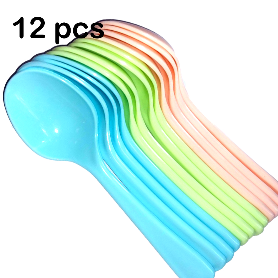 12 Pcs Baby Spoon Set Baby Toddler Feeding Food Plastic Spoons