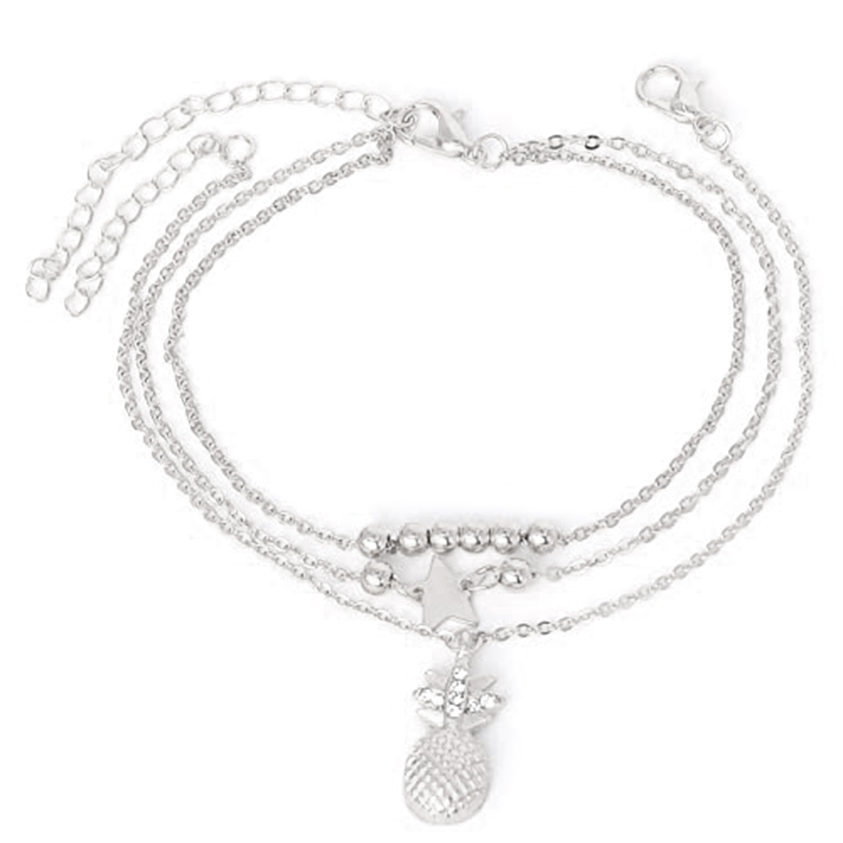 1Pcs Three Levels Pearl Ankle Bracelets Beach Anklet Bracelet Jewelry Birthday Gifts for Women Girls Color: Silver