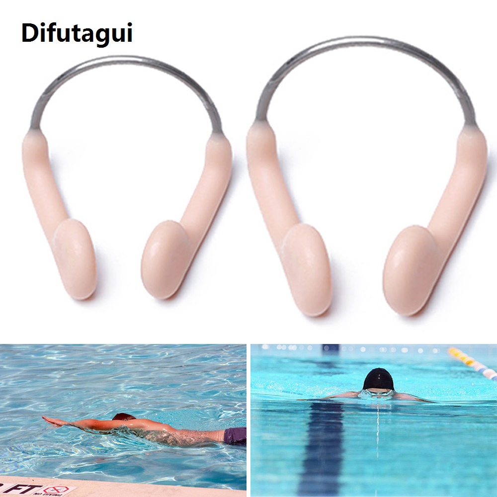 Difutagui Bargain price 1PC Soft Silicone Swimming Nose Clip Durable No-skid Adjustable Stainless Steel Wire for Swimming Diving Sports Accessories