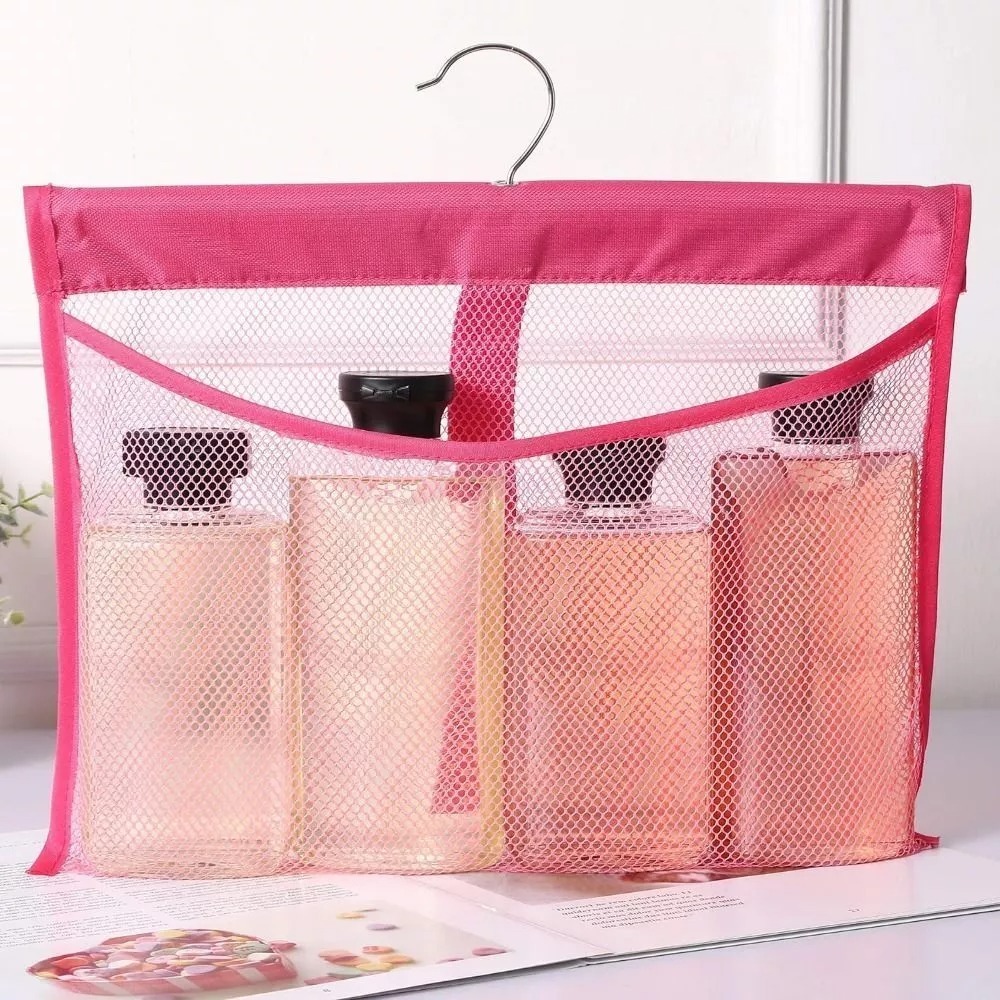 New Portable Wall Hanging Mesh Pocket Linkable Multipurpose Bath Storage Organizers Travel Home Mesh Hanging Bag