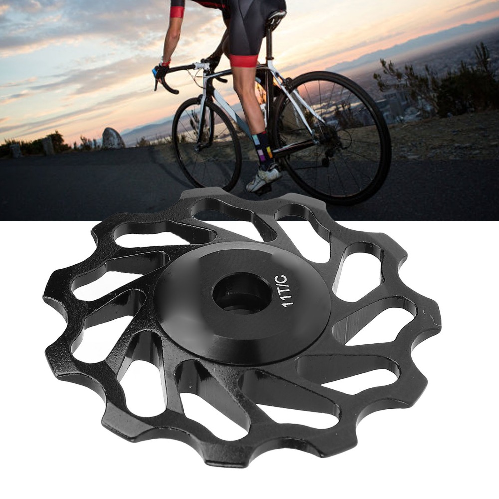 Durable 11T Bike Rear Derailleur Pulley Aluminum Alloy, Ceramic Lightweight Bicycle Guide Wheel with Reduction Sleeves High Performance Bike Rear Derailleur Wheel for 8, 9, 10, 11 Speed Systems for Mountain Bike,Road Bike