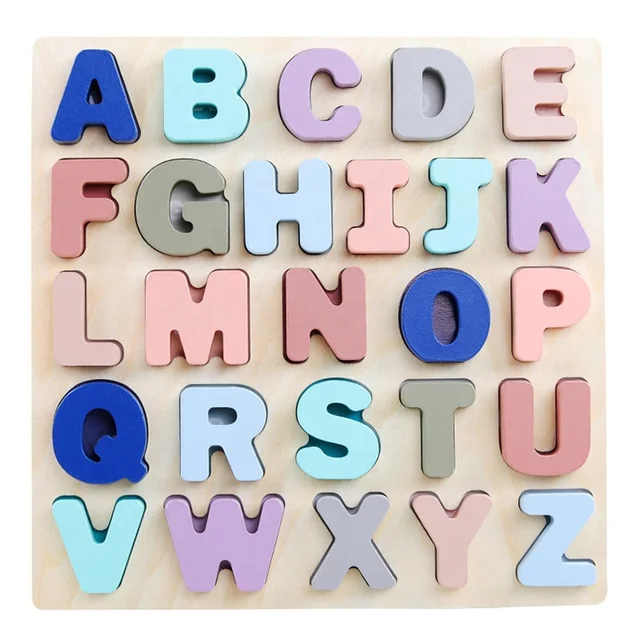 Super Quality Big Size Montessori Colorful Wooden Capital English Alphabet Educational & Learning ABCD Letters Board for Baby & Toddlers (30×30 cm)