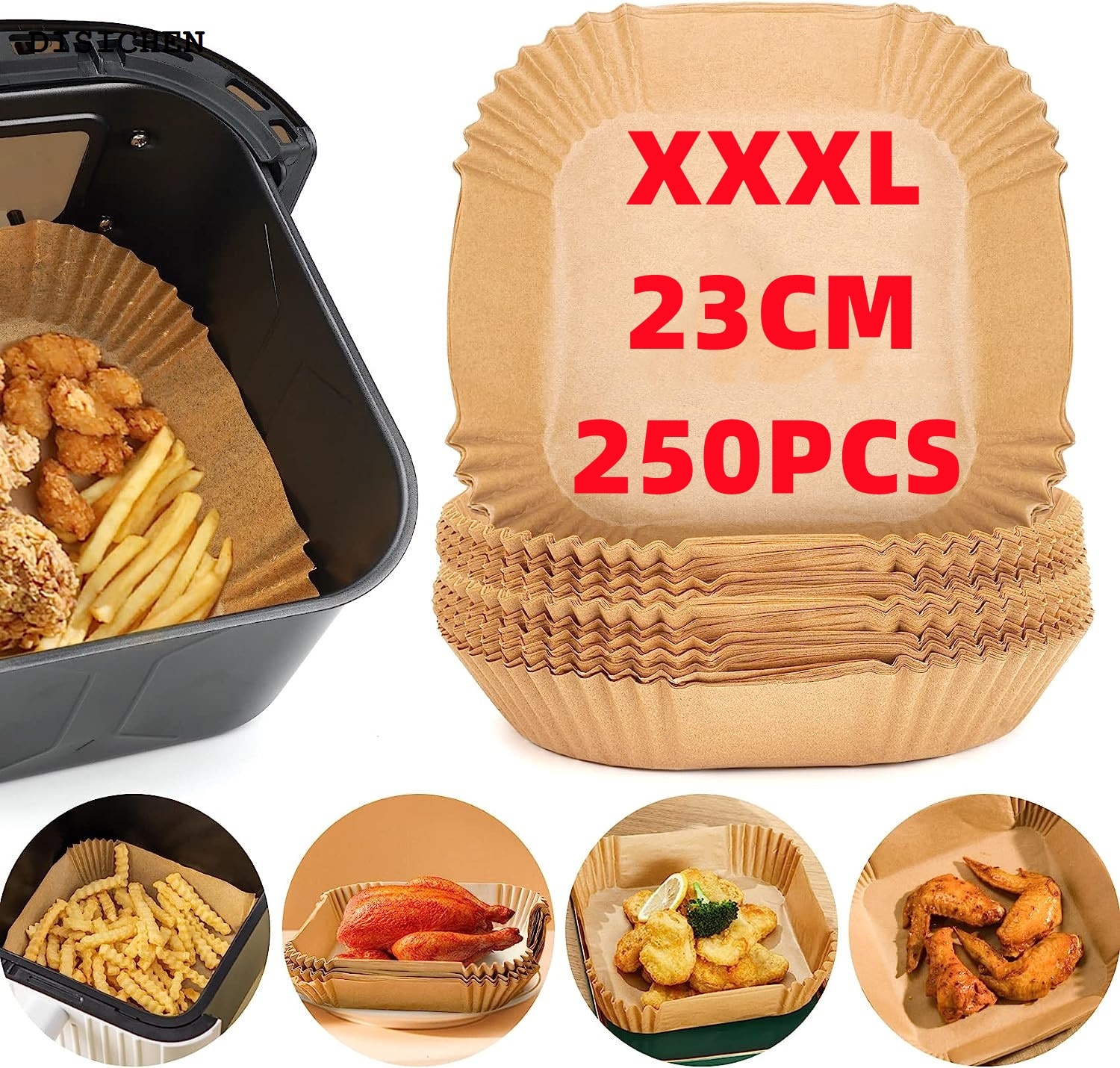 DISICHEN 2025 Rectangle Disposable Airfryer Baking Paper Liner Waterproof Oilproof Non-Stick Baking Mat for Ninja Foodi Air Fryer AccessoriesHats Caps