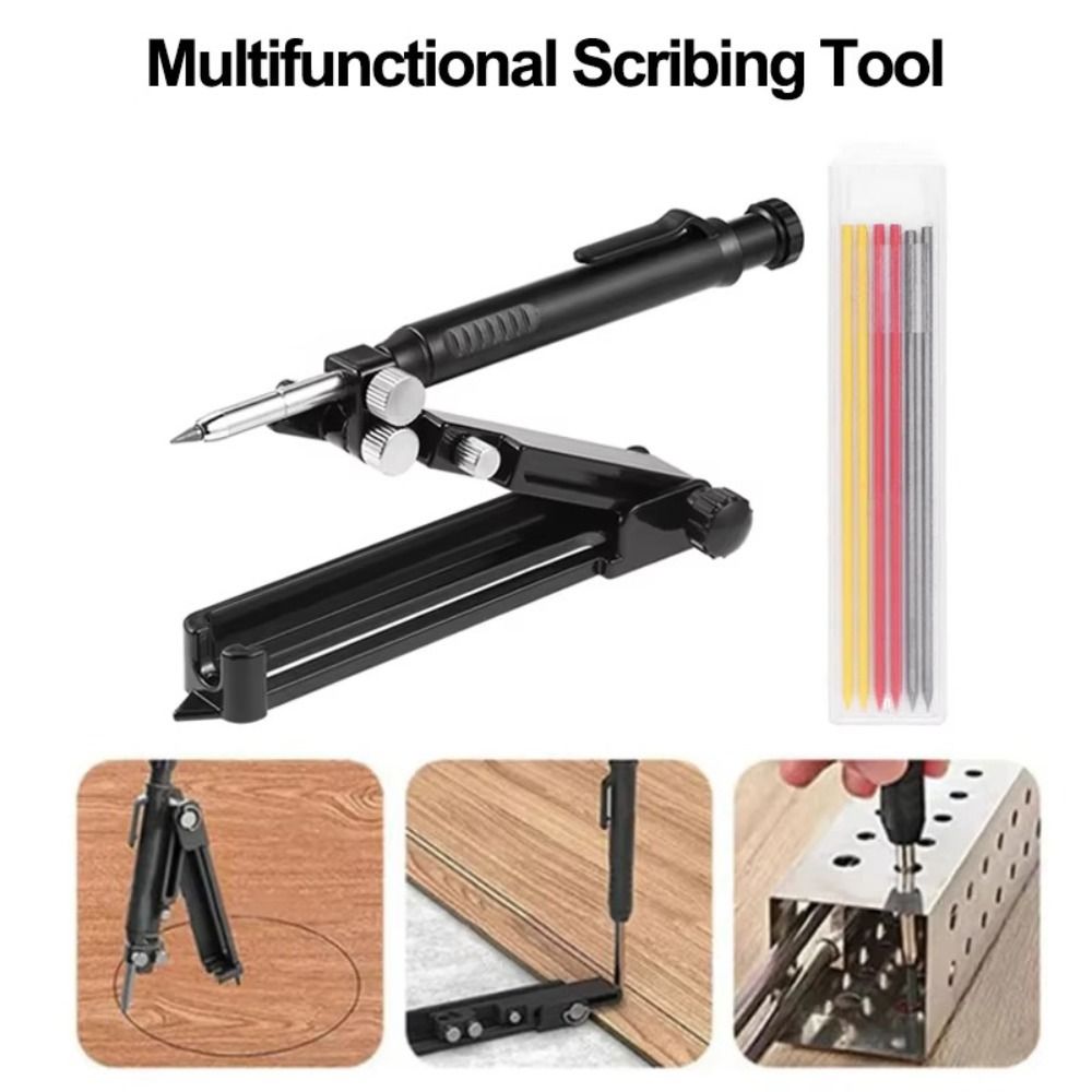 New Aluminum Alloy Multi-function Scribing Tool DIY with Deep Hole Pencil Construction Pencil Measuring Tool Creative Woodworking Scribe Gauge