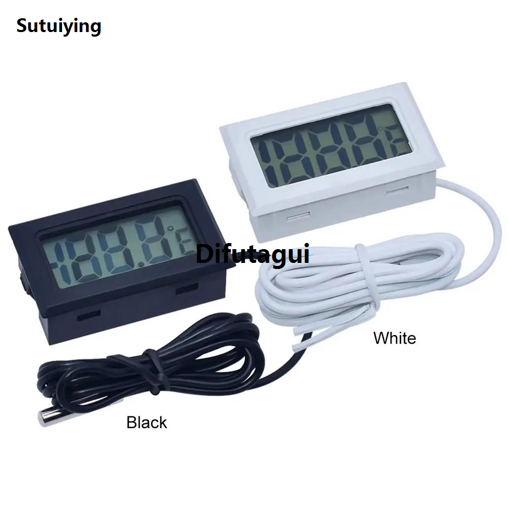 Difutagui 1/2M TPM-10 Mini Portable Temperature Sensor Digital Temperature New 【2025 Version】 Gauge Multipurpose Temperature Meter for Fish Tank Refrigerator