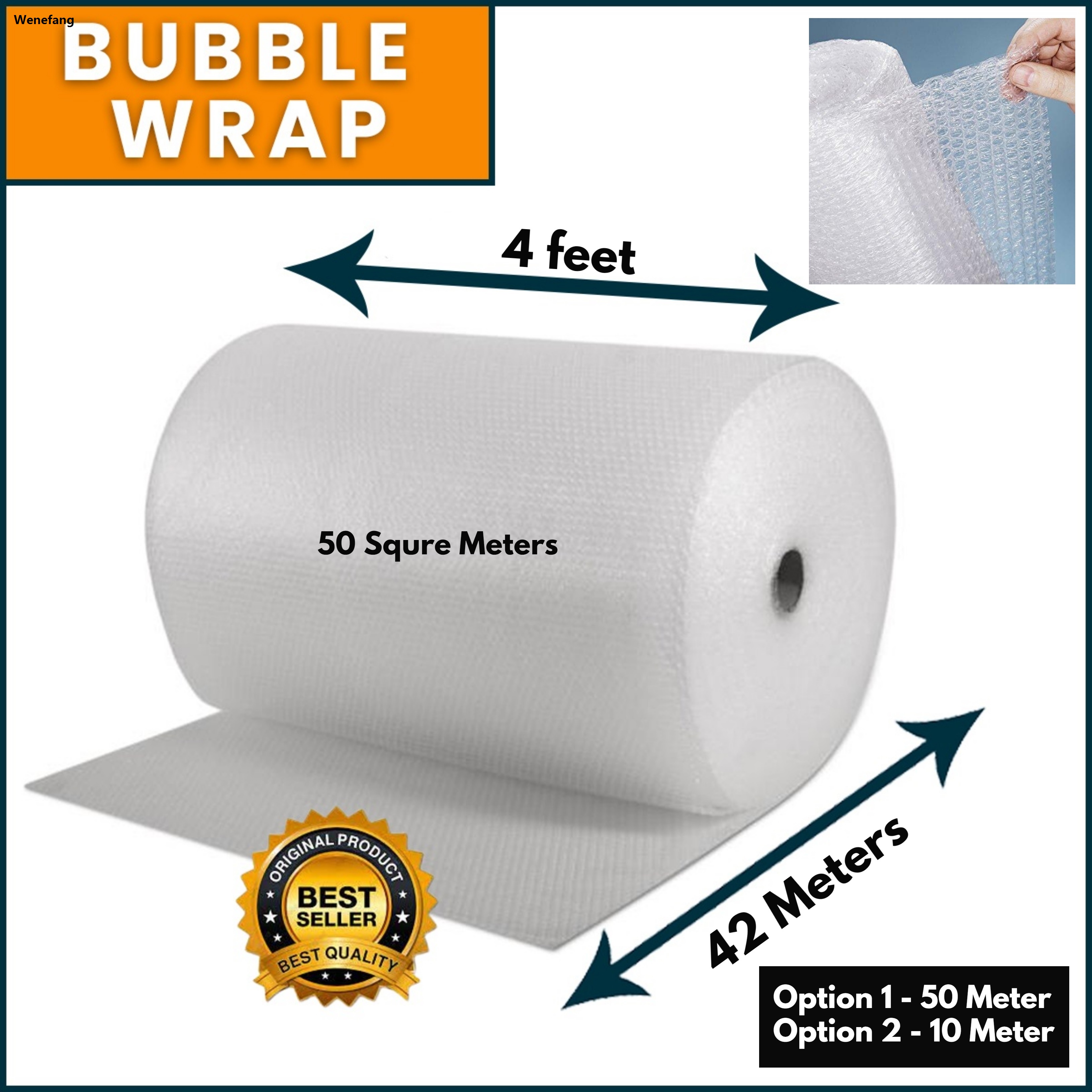 Wenefang Bubble Wrap Length 50 Meter 10 Meter 1.2m (4ft) x 42m = 50m² High Quality Packing 【2025 Version】 Material Strong Bubbles No.1 Plastic Material For Packing And Wrapping