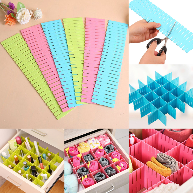 4 pcs set Adjustable Plastic Drawer Organizer and Dividers