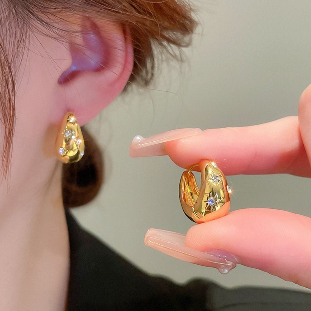 Elegant Geometric Ear Buckles Simple Earring Solid Color Earrings Minimalist Hoop Earring Women