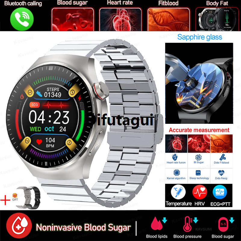 Difutagui 2024 New AMOLED Screen Health Smartwatch Men Women ECG+PPG BP Uric High Quality Acid Blood sugar Bluetooth Call Smart Watch For HUAWEI Xiaomi
