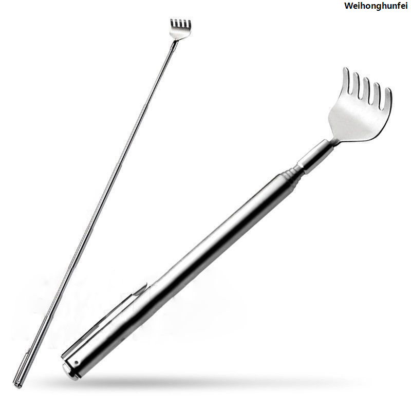 WeihonghunfeiHot Selling 【New arrival】1pcs Stainless Steel Telescopic Back Scratcher Masager Telescopic Pen Clip Portable Back Scratcher Itch Massage Tool