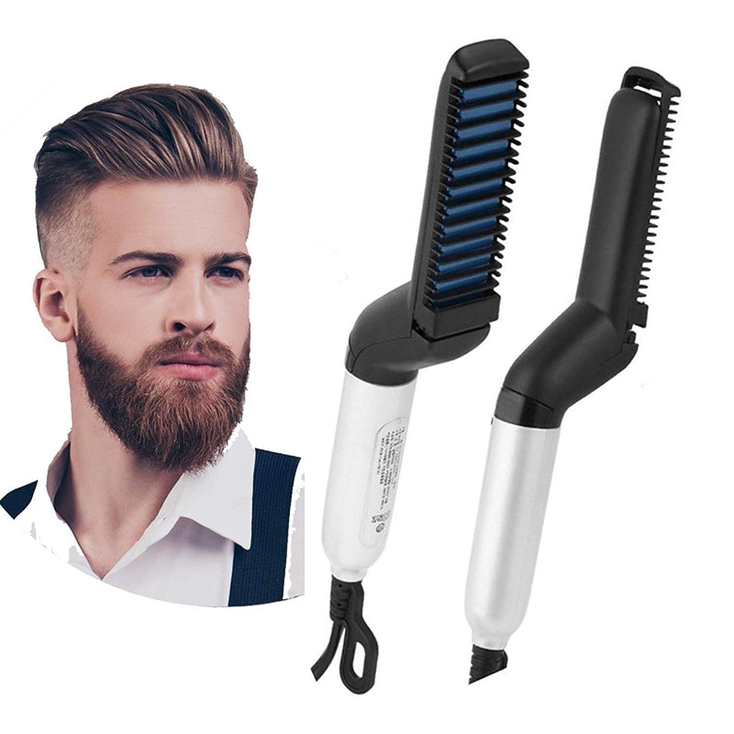 Electric Beard Straightening Brush Comb Iron Hair Straightener for Men