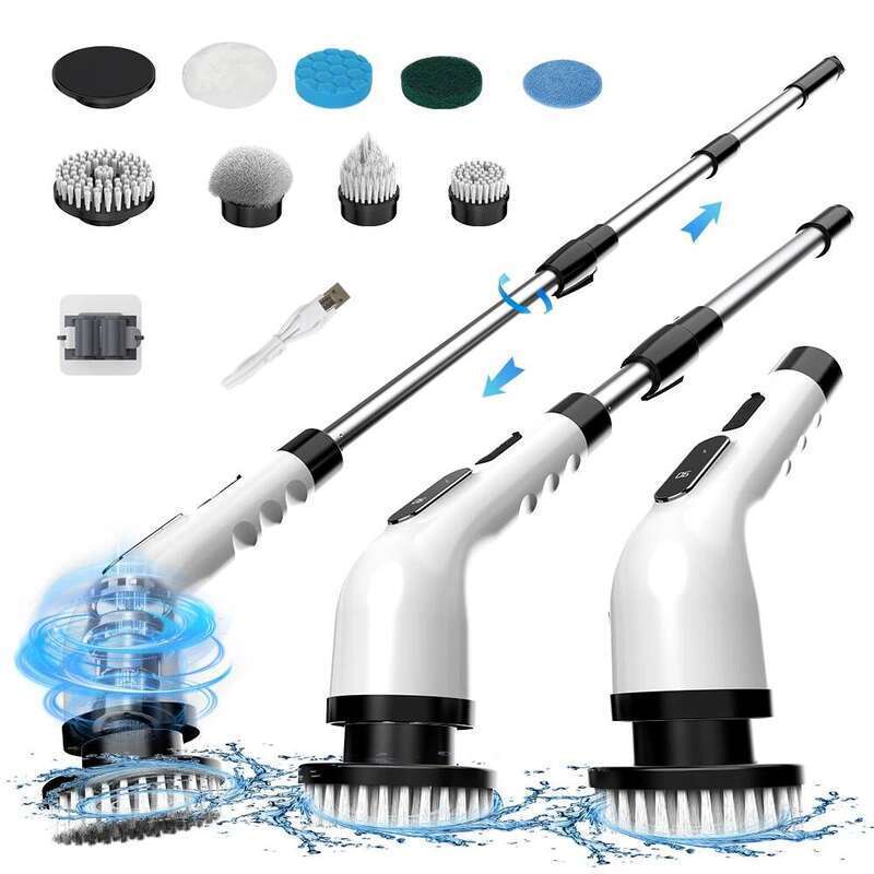 Viladepot Electric 9 in 1 Multifunctional Wireless Rotatable Cleaning Brush Bathroom Kitchen Windows Toilet
