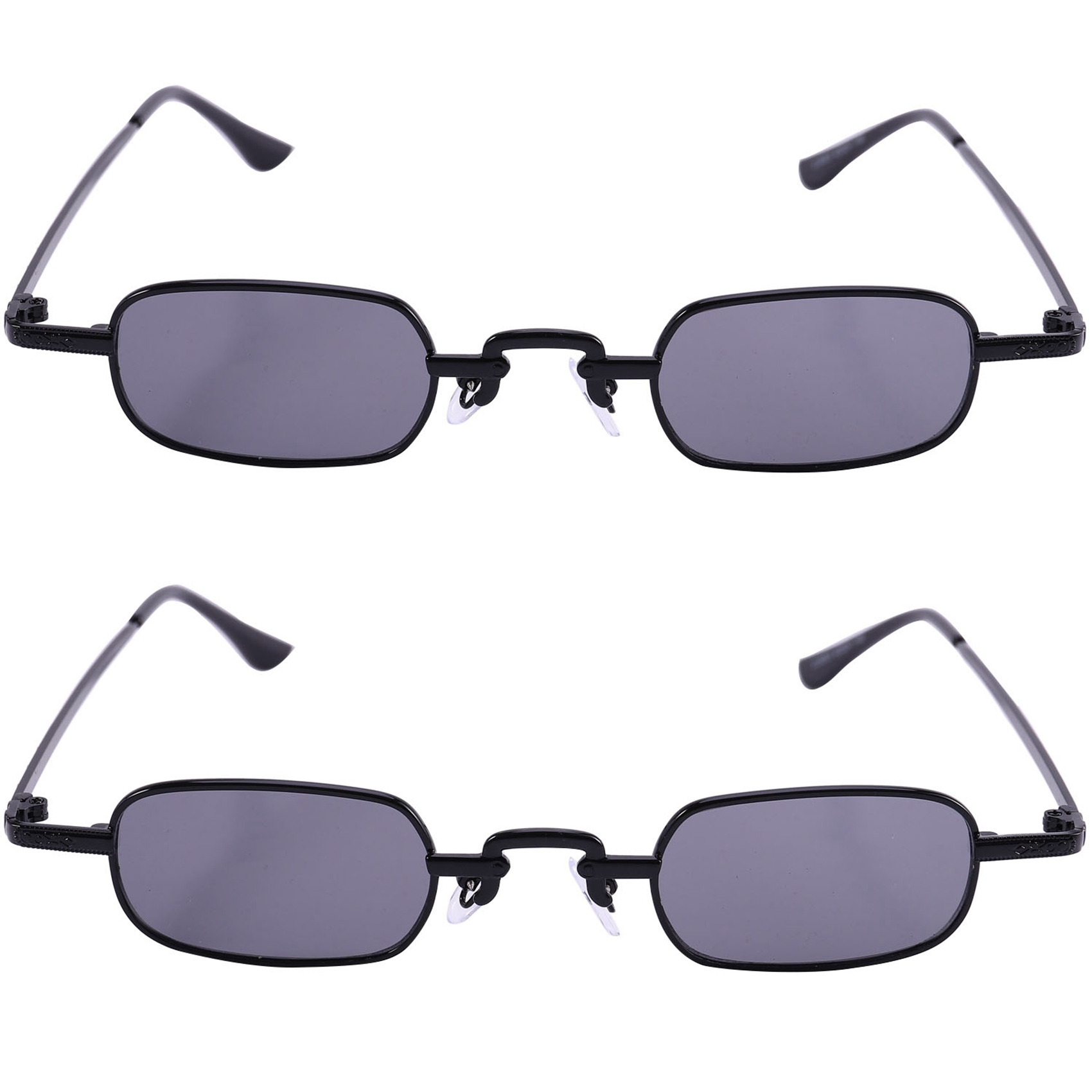 fasdaga 2x Retro Punk Glasses Clear Square Sunglasses Female Retro Metal Frame-Black & Black Gray