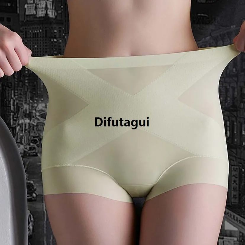 Difutagui 2025>2025 Seamless Ice Silk Panties High Waist Women Briefs Girdle Panties Breathable 【2025 Version】 Underwear Slimming Underpants Thin Waist Trainer Postpartum Body Shaper Postpartum