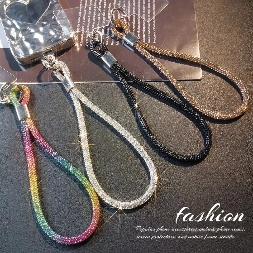 Luxury Keychain Rhinestone Phone Lanyard Bright Bling Bling Glitter Wrist Straps Hanging Cord Phone Accessories