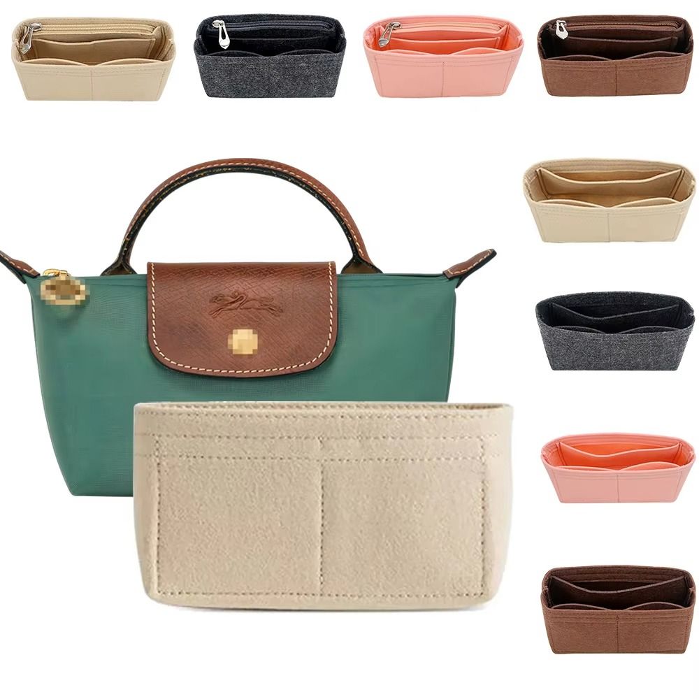 1Pcs Durable Storage Bags Insert Bag Portable Felt Linner Bag Travel Multi-Pocket Bag Organizer for Longchamp Mini Bag