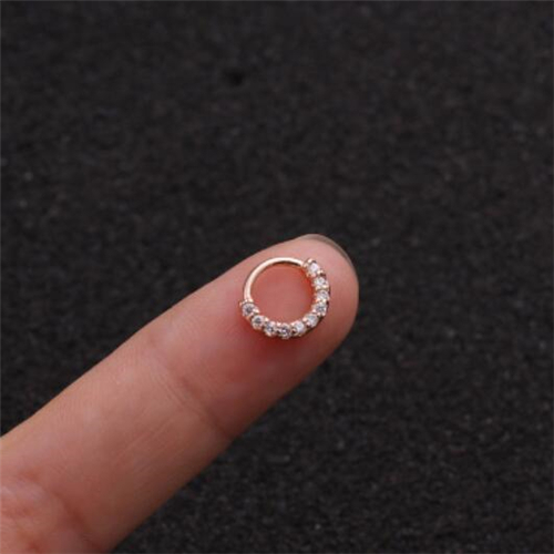 【Happy LifeStore】1pc 6 8 10mm Stainless Steel gold rainbow silver Color Cz Hoop Cartilage Helix Rook Lobe Ear Jewelry