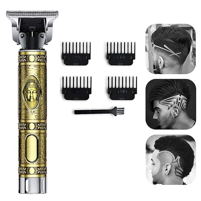 Vintage T9 Professional Hair Trimmer with T-Type 0 Cutter Head, Stainless Steel Blade, Metal Aluminum Body, Includes Combs and Cleaning Brush