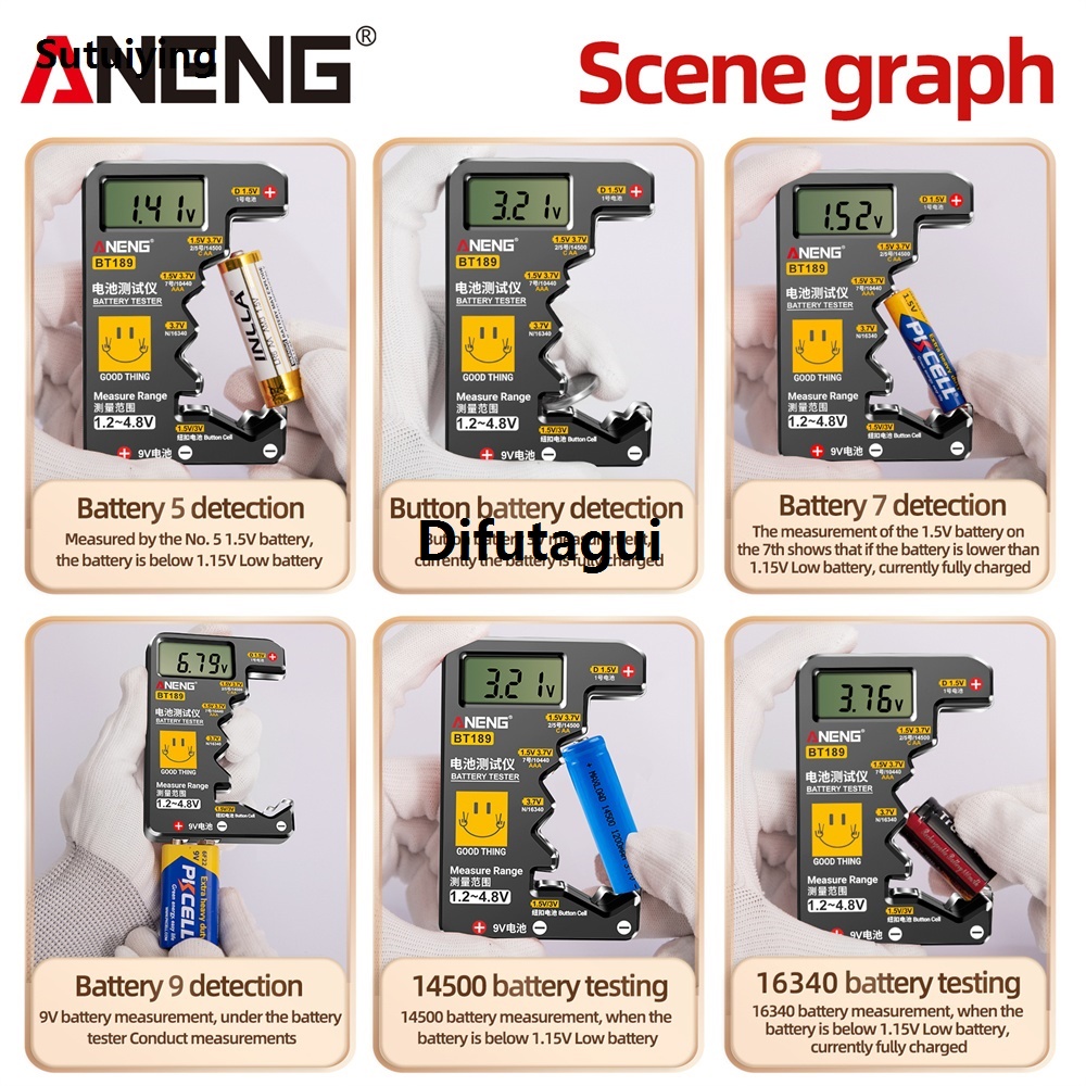 Difutagui ANENG BT189 Battery Tester Universal LCD Battery Indicator Gauge New Fashion style Checker 9V N D C AA AAA Battery Tester Detectors Tools Tester