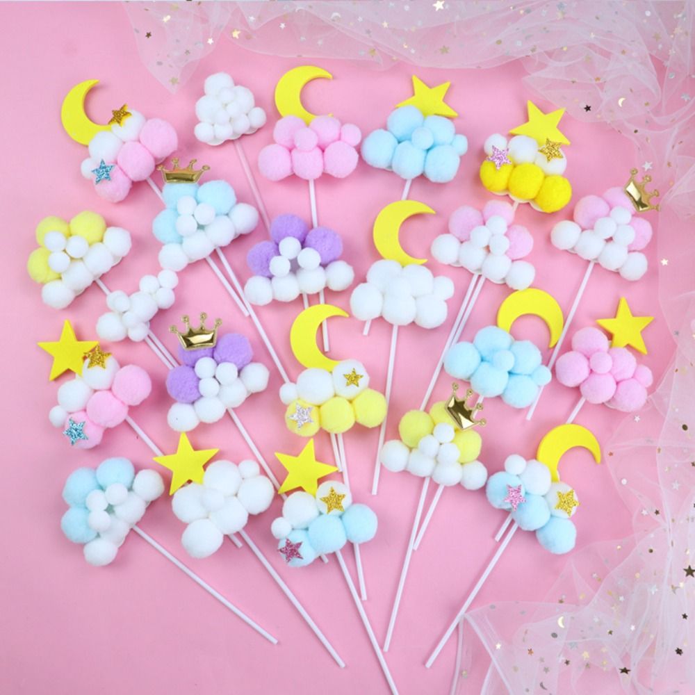 New Ball Cake Decoration Moon Star Paper Cake Cards 10pcs/set Large Cake Insertion Card Set