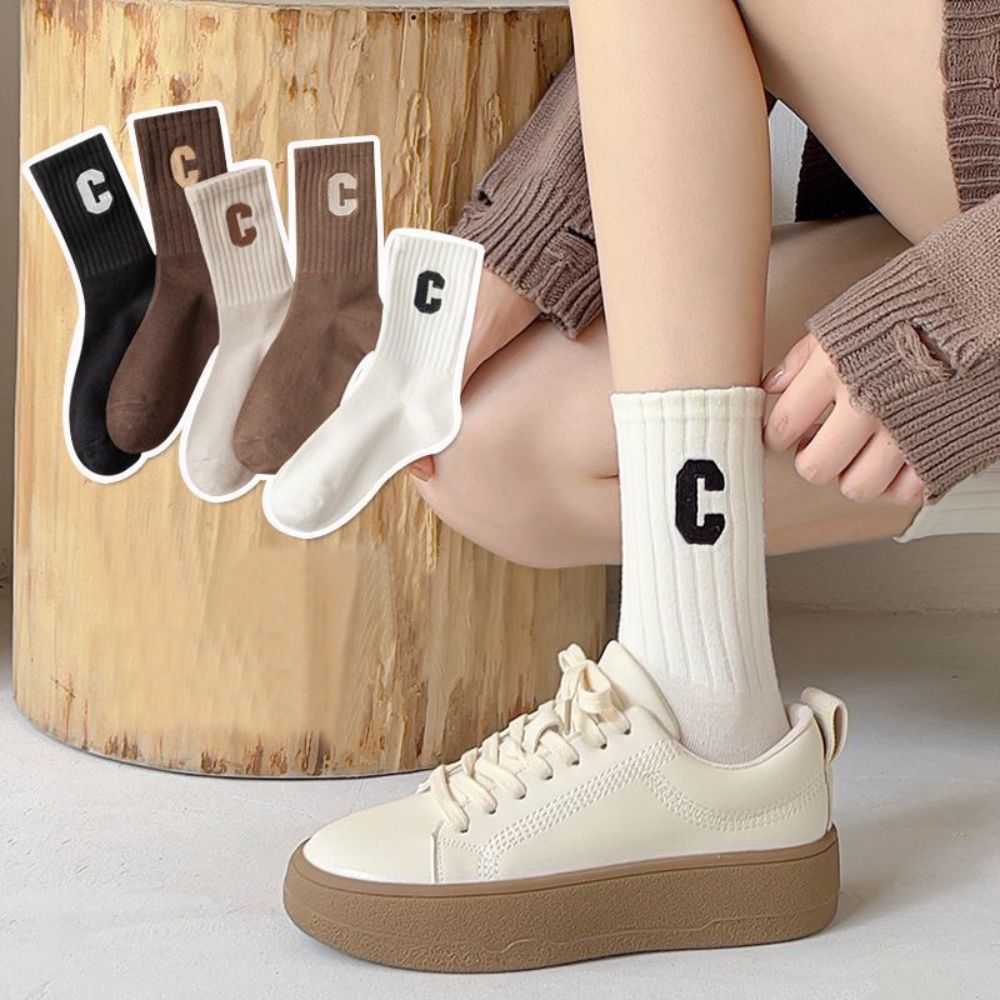 5 Pairs High Quality Round Neck Women's Cartoon Socks Casual Breathable Men's Socks Mid Tube with Pattern Autum Winter Socks