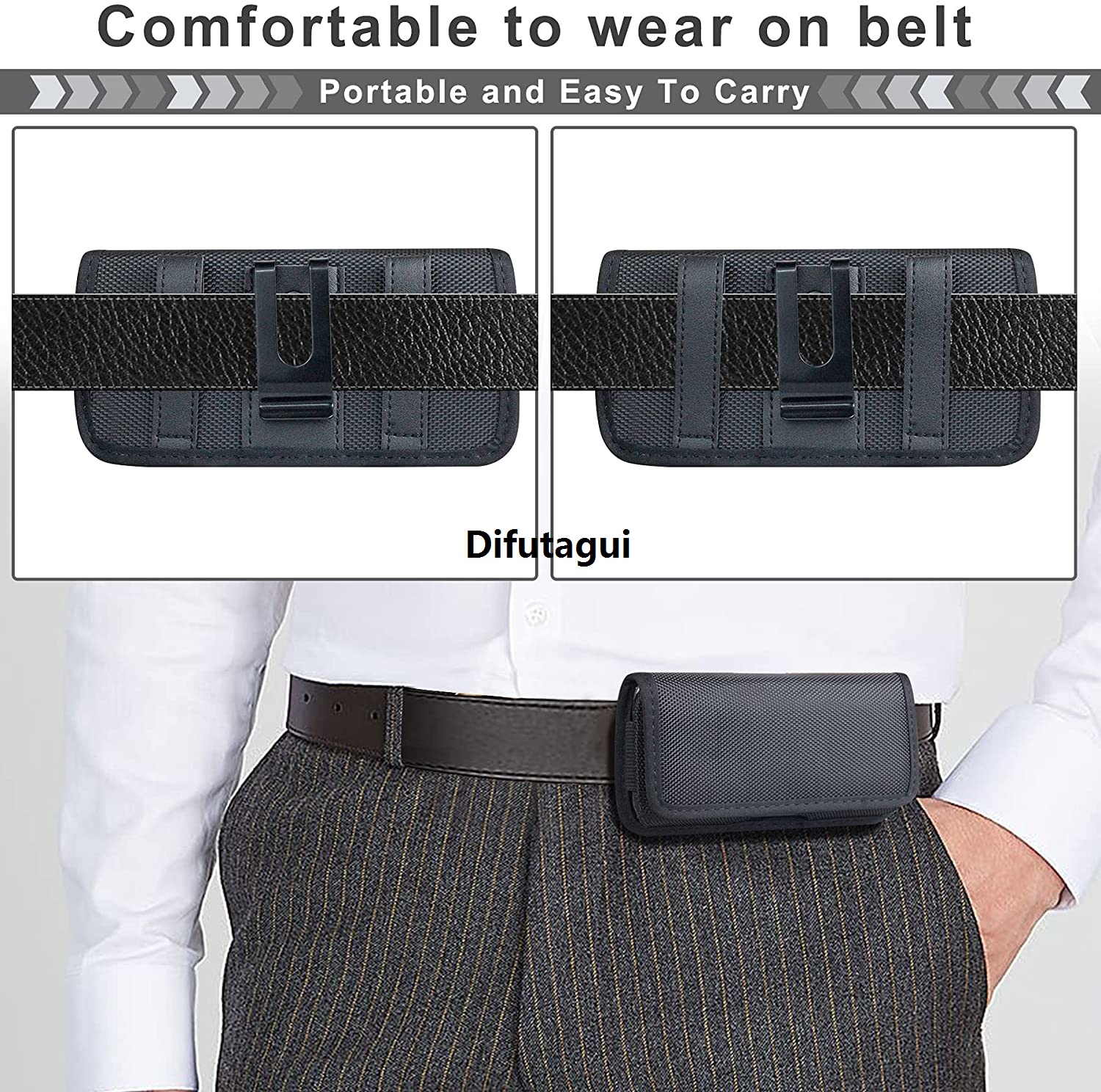 Difutagui 2025 Xiaomi 13 iPhone Fit Waist Bag 6.3 Inch Phone Nylon Holster Phone Belt Clip 3.5-ing Bag on 12 Samsung Galaxy
