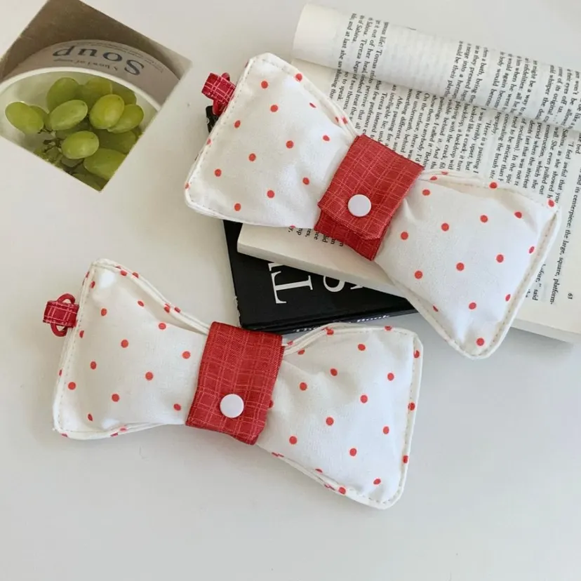 New Bowknot Shape Eyeglasses Pouch Anti-Pressure Snap Button Glasses Bag Portable Hanging Sunglasses Storage Bag