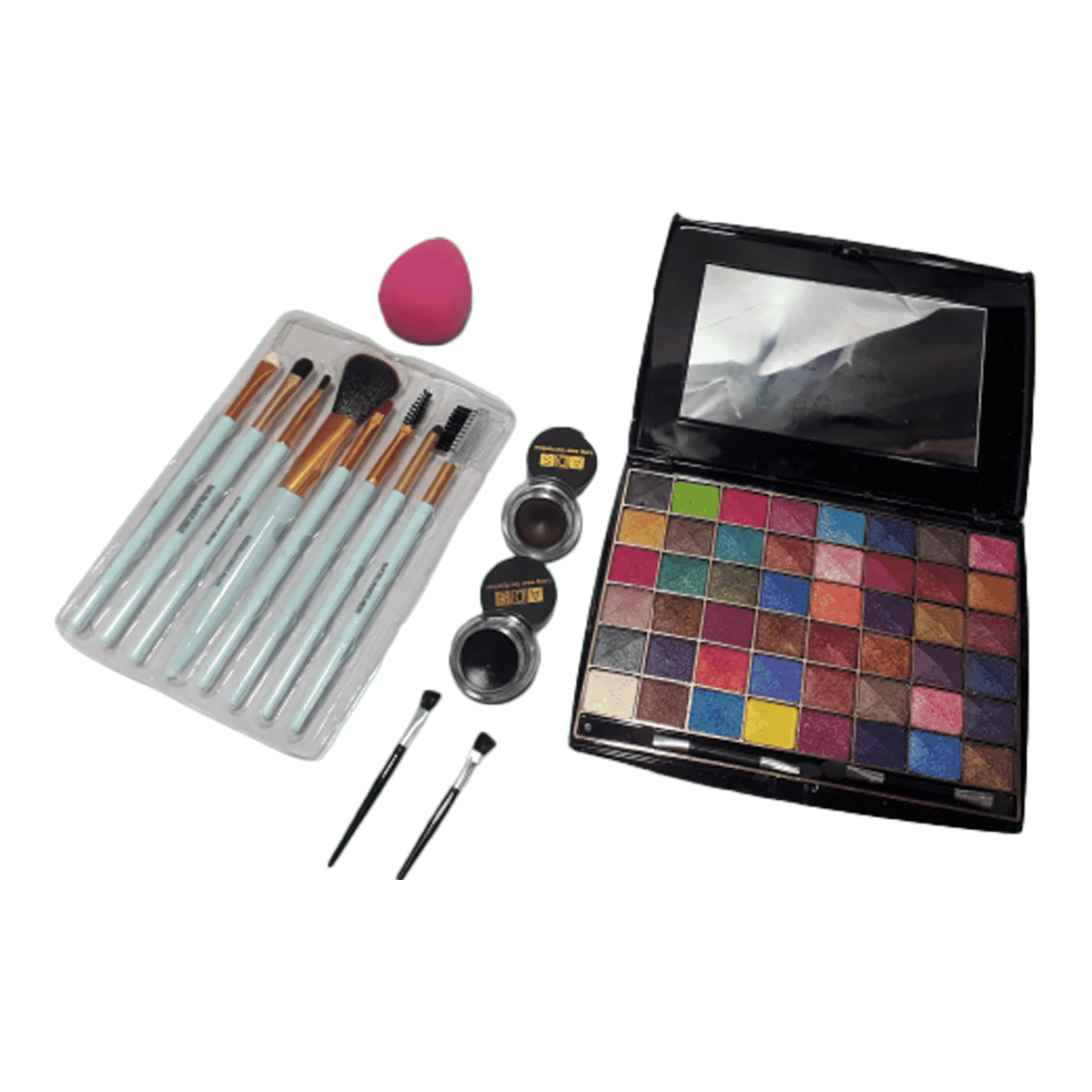 Makeup Set Combo gel liner black and brown + 8 Pcs Makeup Brush + 1 Pc Blender Puff