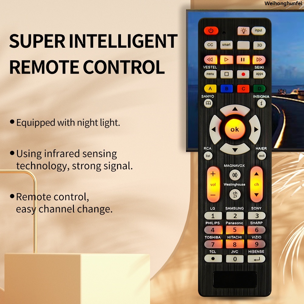 WeihonghunfeiProfesional Universal RC-G008 Replcement Remote Control for All models and brands TV with Light in the night
