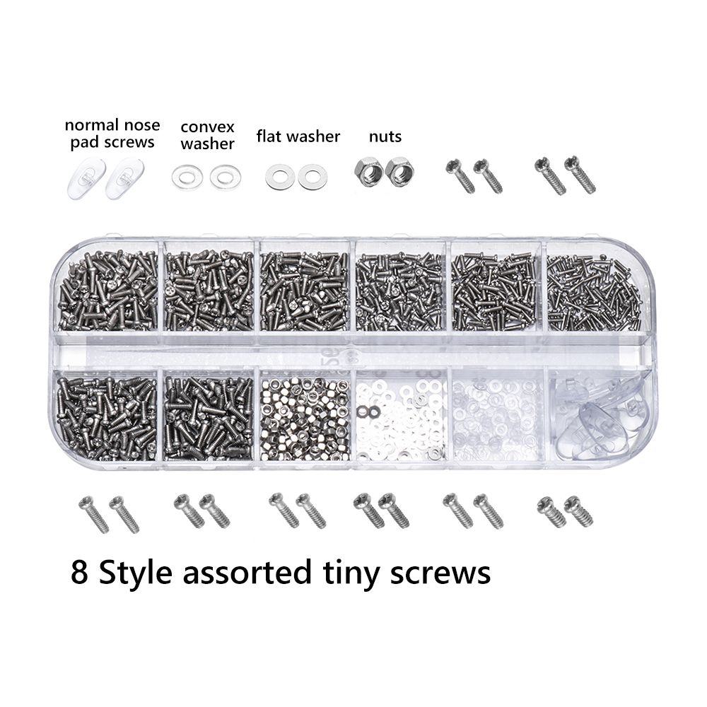 1100PCS 5 Pairs Nose Pads with Micro Screwdriver Stainless Steel Eyeglass Repair Kits Tiny Screws Sunglasses Repair Tools