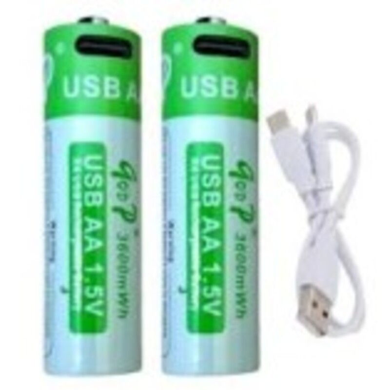 Goop 2600mWh AA Rechargeable Batteries (1 Pair) with Type-C Charging Port, 1.5V, Fast Charging for Flashlights, Cameras, RC Cars & More