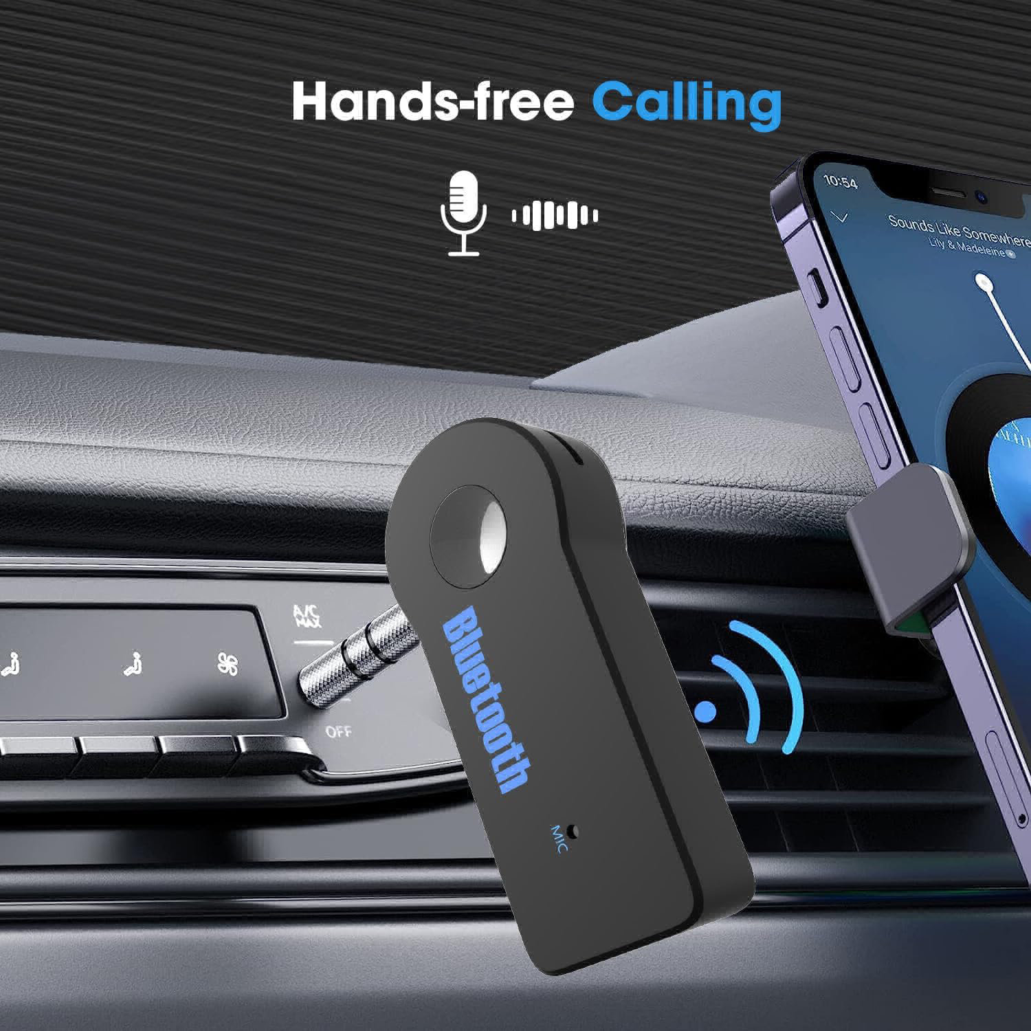 Car Bluetooth Music Receiver (Hands-free) (Supports Bluetooth Hands-free) (Supports A2DP Stereo Profile)
